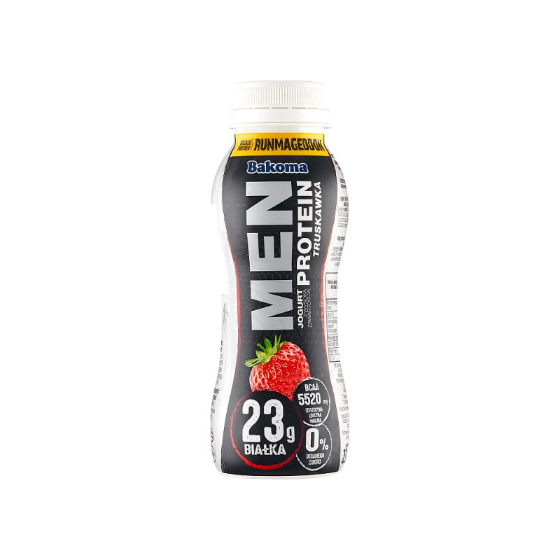 Bakoma Men Jogurt z wysoką zawartością protein truskawka 230 g