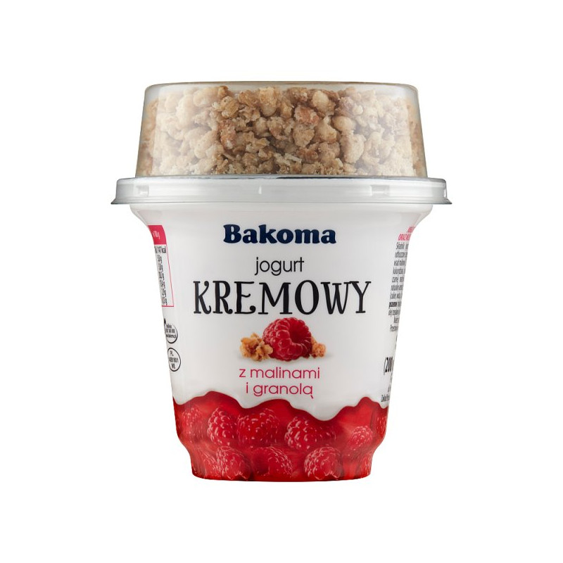 Bakoma Jogurt kremowy z malinami i granolą 230 g