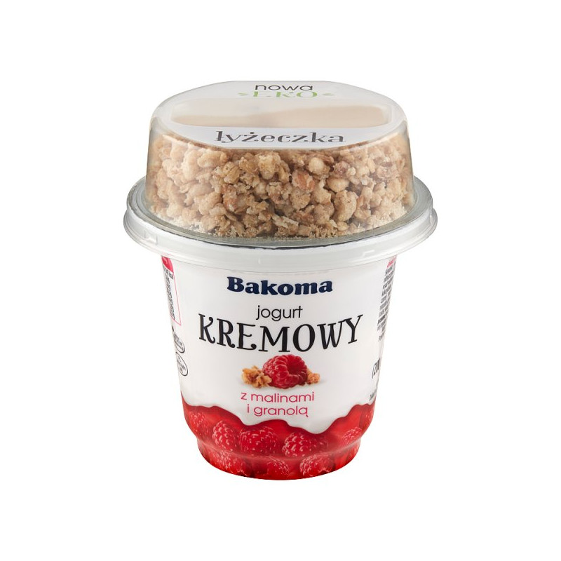 Bakoma Jogurt kremowy z malinami i granolą 230 g