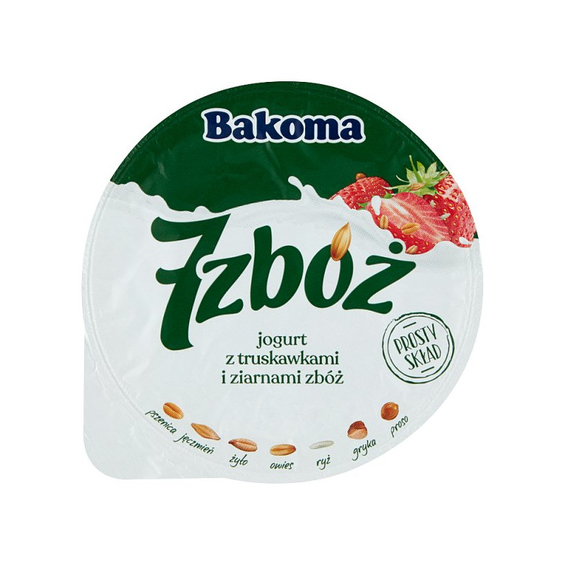 Bakoma 7 zbóż Jogurt z truskawkami i ziarnami zbóż 140 g